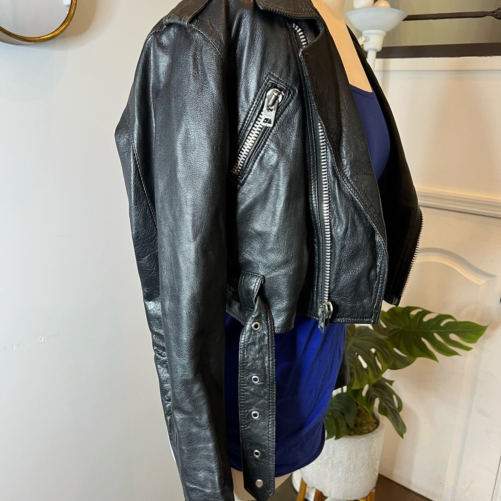 Vintage Crop Motorcycle Jacket sz S - Picture 8 of 15